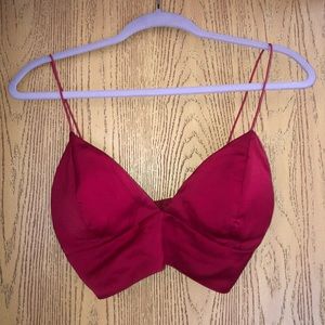 Red Satin Crop Top